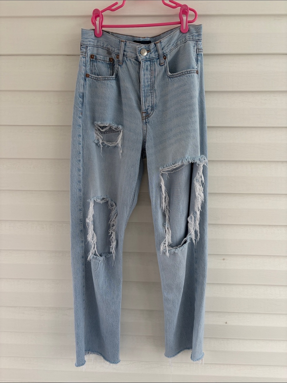 Aeropostale 90’s Baggy Distressed Ripped Jeans Light Wash Size 4 Y2K